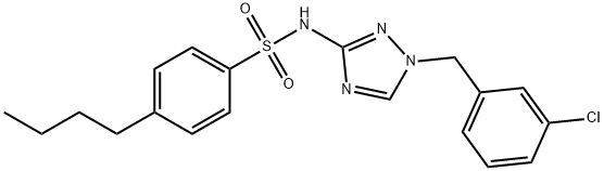 4-butyl-N-[1-[(3-chlorophenyl)methyl]-1,2,4-triazol-3-yl]benzenesulfonamide Struktur