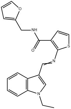 2-[(E)-(1-ethylindol-3-yl)methylideneamino]-N-(furan-2-ylmethyl)thiophene-3-carboxamide Struktur