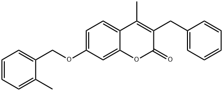 3-benzyl-4-methyl-7-[(2-methylphenyl)methoxy]chromen-2-one Struktur