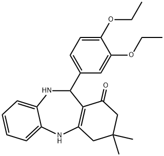 6-(3,4-diethoxyphenyl)-9,9-dimethyl-6,8,10,11-tetrahydro-5H-benzo[b][1,4]benzodiazepin-7-one Struktur