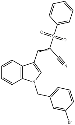 (E)-2-(benzenesulfonyl)-3-[1-[(3-bromophenyl)methyl]indol-3-yl]prop-2-enenitrile Struktur