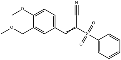 (Z)-2-(benzenesulfonyl)-3-[4-methoxy-3-(methoxymethyl)phenyl]prop-2-enenitrile Struktur