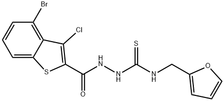 1-[(4-bromo-3-chloro-1-benzothiophene-2-carbonyl)amino]-3-(furan-2-ylmethyl)thiourea Struktur