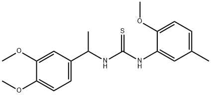 1-[1-(3,4-dimethoxyphenyl)ethyl]-3-(2-methoxy-5-methylphenyl)thiourea Struktur