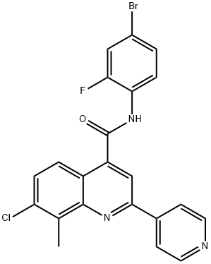 N-(4-bromo-2-fluorophenyl)-7-chloro-8-methyl-2-pyridin-4-ylquinoline-4-carboxamide Struktur