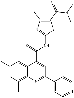 2-[(6,8-dimethyl-2-pyridin-4-ylquinoline-4-carbonyl)amino]-N,N,4-trimethyl-1,3-thiazole-5-carboxamide Struktur