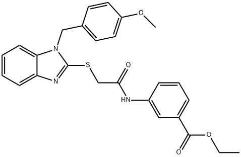 ethyl 3-[[2-[1-[(4-methoxyphenyl)methyl]benzimidazol-2-yl]sulfanylacetyl]amino]benzoate Struktur