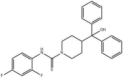 N-(2,4-difluorophenyl)-4-[hydroxy(diphenyl)methyl]piperidine-1-carbothioamide Struktur