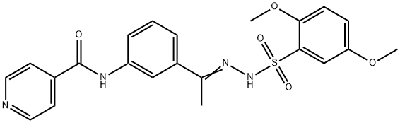 N-[3-[(E)-N-[(2,5-dimethoxyphenyl)sulfonylamino]-C-methylcarbonimidoyl]phenyl]pyridine-4-carboxamide Struktur