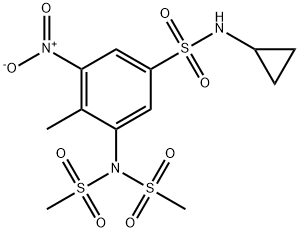 3-[bis(methylsulfonyl)amino]-N-cyclopropyl-4-methyl-5-nitrobenzenesulfonamide Struktur