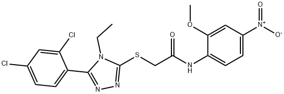 2-[[5-(2,4-dichlorophenyl)-4-ethyl-1,2,4-triazol-3-yl]sulfanyl]-N-(2-methoxy-4-nitrophenyl)acetamide Struktur