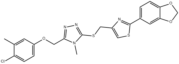 2-(1,3-benzodioxol-5-yl)-4-[[5-[(4-chloro-3-methylphenoxy)methyl]-4-methyl-1,2,4-triazol-3-yl]sulfanylmethyl]-1,3-thiazole Struktur