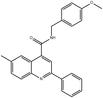 N-[(4-methoxyphenyl)methyl]-6-methyl-2-phenylquinoline-4-carboxamide Struktur