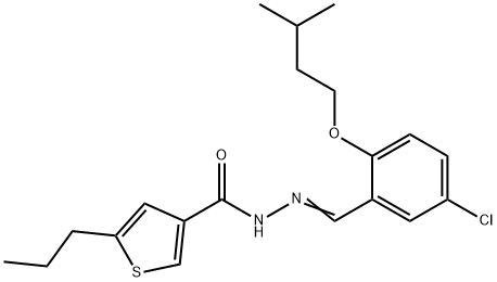 N-[(E)-[5-chloro-2-(3-methylbutoxy)phenyl]methylideneamino]-5-propylthiophene-3-carboxamide Struktur