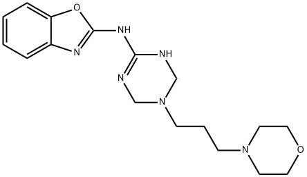 N-[3-(3-morpholin-4-ylpropyl)-2,4-dihydro-1H-1,3,5-triazin-6-yl]-1,3-benzoxazol-2-amine Struktur