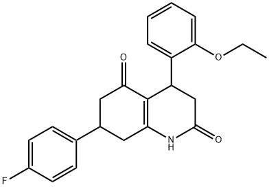 4-(2-ethoxyphenyl)-7-(4-fluorophenyl)-1,3,4,6,7,8-hexahydroquinoline-2,5-dione Struktur