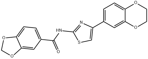 N-[4-(2,3-dihydro-1,4-benzodioxin-6-yl)-1,3-thiazol-2-yl]-1,3-benzodioxole-5-carboxamide Struktur