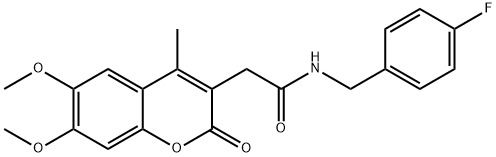 2-(6,7-dimethoxy-4-methyl-2-oxochromen-3-yl)-N-[(4-fluorophenyl)methyl]acetamide Struktur