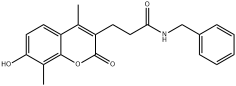 N-benzyl-3-(7-hydroxy-4,8-dimethyl-2-oxochromen-3-yl)propanamide Struktur