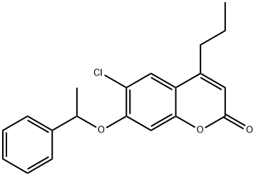 6-chloro-7-(1-phenylethoxy)-4-propylchromen-2-one Struktur