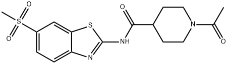 1-acetyl-N-(6-methylsulfonyl-1,3-benzothiazol-2-yl)piperidine-4-carboxamide Struktur