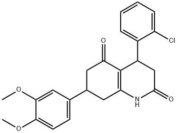 4-(2-chlorophenyl)-7-(3,4-dimethoxyphenyl)-1,3,4,6,7,8-hexahydroquinoline-2,5-dione Struktur