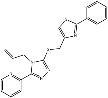 2-phenyl-4-[(4-prop-2-enyl-5-pyridin-2-yl-1,2,4-triazol-3-yl)sulfanylmethyl]-1,3-thiazole Struktur