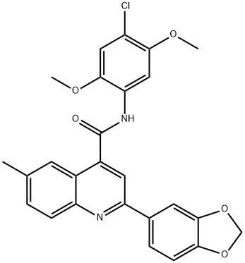 2-(1,3-benzodioxol-5-yl)-N-(4-chloro-2,5-dimethoxyphenyl)-6-methylquinoline-4-carboxamide Struktur