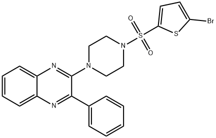 2-[4-(5-bromothiophen-2-yl)sulfonylpiperazin-1-yl]-3-phenylquinoxaline Struktur