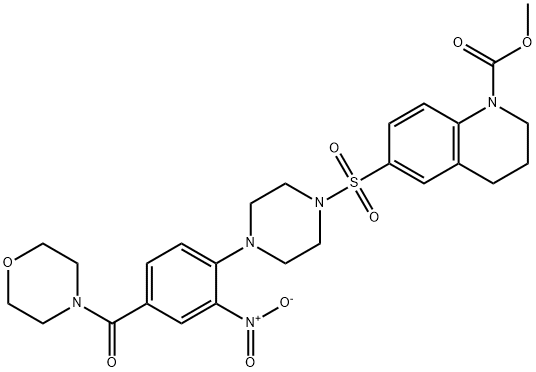 methyl 6-[4-[4-(morpholine-4-carbonyl)-2-nitrophenyl]piperazin-1-yl]sulfonyl-3,4-dihydro-2H-quinoline-1-carboxylate Struktur