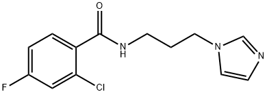 2-chloro-4-fluoro-N-(3-imidazol-1-ylpropyl)benzamide Struktur