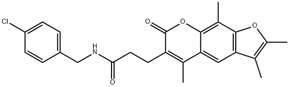 N-[(4-chlorophenyl)methyl]-3-(2,3,5,9-tetramethyl-7-oxofuro[3,2-g]chromen-6-yl)propanamide Structure