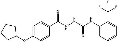 1-[(4-cyclopentyloxybenzoyl)amino]-3-[2-(trifluoromethyl)phenyl]urea Struktur