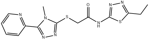 N-(5-ethyl-1,3,4-thiadiazol-2-yl)-2-[(4-methyl-5-pyridin-2-yl-1,2,4-triazol-3-yl)sulfanyl]acetamide Struktur