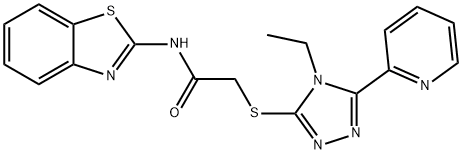 N-(1,3-benzothiazol-2-yl)-2-[(4-ethyl-5-pyridin-2-yl-1,2,4-triazol-3-yl)sulfanyl]acetamide Struktur