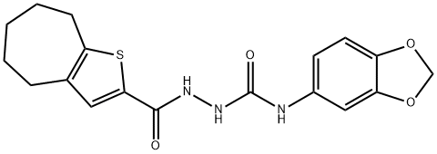 1-(1,3-benzodioxol-5-yl)-3-(5,6,7,8-tetrahydro-4H-cyclohepta[b]thiophene-2-carbonylamino)urea Struktur