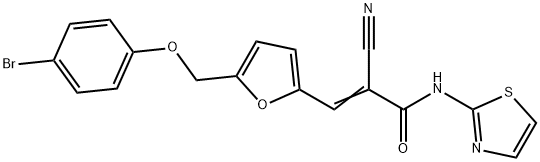 (E)-3-[5-[(4-bromophenoxy)methyl]furan-2-yl]-2-cyano-N-(1,3-thiazol-2-yl)prop-2-enamide Struktur