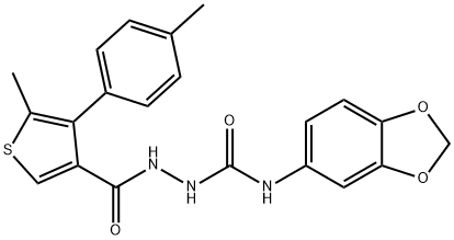 1-(1,3-benzodioxol-5-yl)-3-[[5-methyl-4-(4-methylphenyl)thiophene-3-carbonyl]amino]urea Struktur