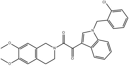 1-[1-[(2-chlorophenyl)methyl]indol-3-yl]-2-(6,7-dimethoxy-3,4-dihydro-1H-isoquinolin-2-yl)ethane-1,2-dione Struktur