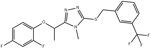 3-[1-(2,4-difluorophenoxy)ethyl]-4-methyl-5-[[3-(trifluoromethyl)phenyl]methylsulfanyl]-1,2,4-triazole Struktur