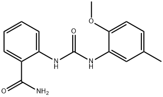 2-[(2-methoxy-5-methylphenyl)carbamoylamino]benzamide Struktur