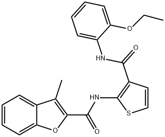 N-[3-[(2-ethoxyphenyl)carbamoyl]thiophen-2-yl]-3-methyl-1-benzofuran-2-carboxamide Struktur