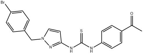 1-(4-acetylphenyl)-3-[1-[(4-bromophenyl)methyl]pyrazol-3-yl]thiourea Struktur