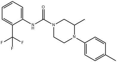 3-methyl-4-(4-methylphenyl)-N-[2-(trifluoromethyl)phenyl]piperazine-1-carboxamide Struktur