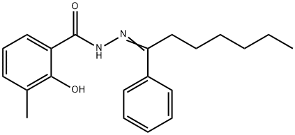 2-hydroxy-3-methyl-N-[(E)-1-phenylheptylideneamino]benzamide Struktur