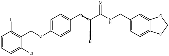 (E)-N-(1,3-benzodioxol-5-ylmethyl)-3-[4-[(2-chloro-6-fluorophenyl)methoxy]phenyl]-2-cyanoprop-2-enamide Struktur