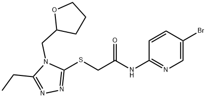 N-(5-bromopyridin-2-yl)-2-[[5-ethyl-4-(oxolan-2-ylmethyl)-1,2,4-triazol-3-yl]sulfanyl]acetamide Struktur