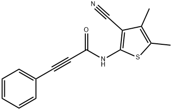 N-(3-cyano-4,5-dimethylthiophen-2-yl)-3-phenylprop-2-ynamide Struktur