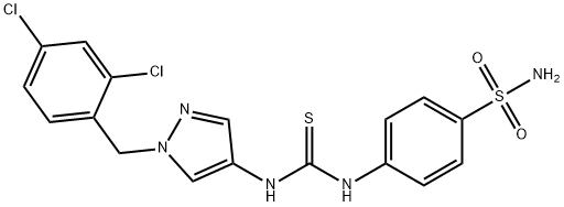 1-[1-[(2,4-dichlorophenyl)methyl]pyrazol-4-yl]-3-(4-sulfamoylphenyl)thiourea Struktur