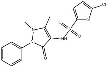 5-chloro-N-(1,5-dimethyl-3-oxo-2-phenylpyrazol-4-yl)thiophene-2-sulfonamide Struktur